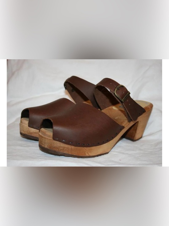 Tessa Clogs Shoes - Tessa Clogs High Heel Tab Peep Toe Mikaela Sandal Clog size 40 US 8.5 / 9